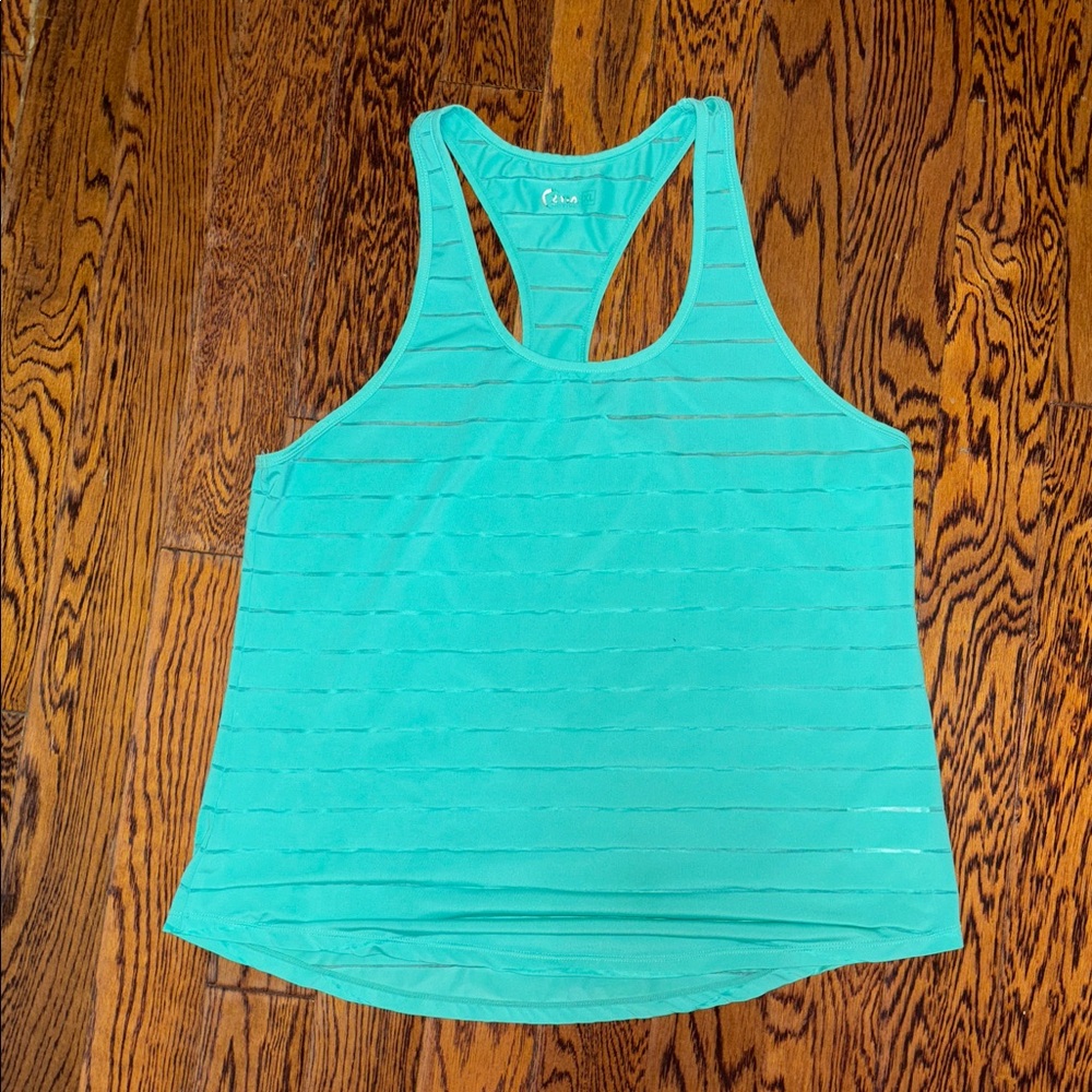 Zyia Teal/Green Racerback Tank Top Size: XL